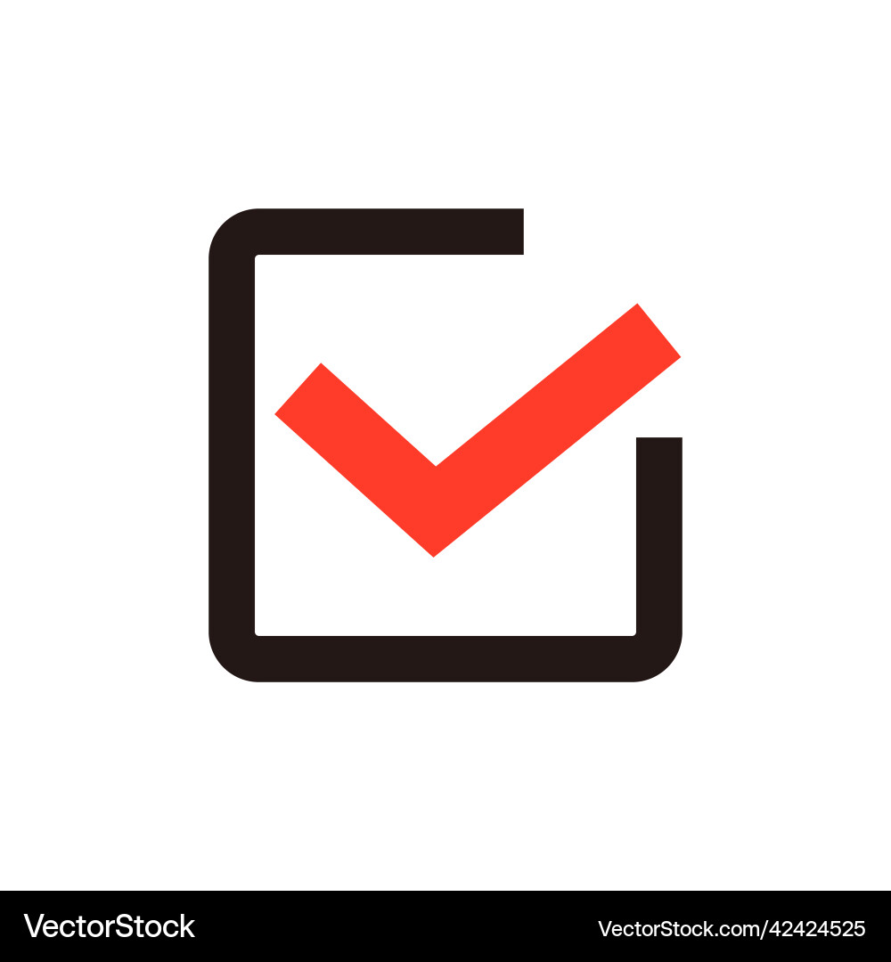 Rotes Kontrollkästchen Symbol der Bestätigung und Entscheidung Rotes Kontrollkästchen Symbol der Bestätigung und Entscheidung vektorbild