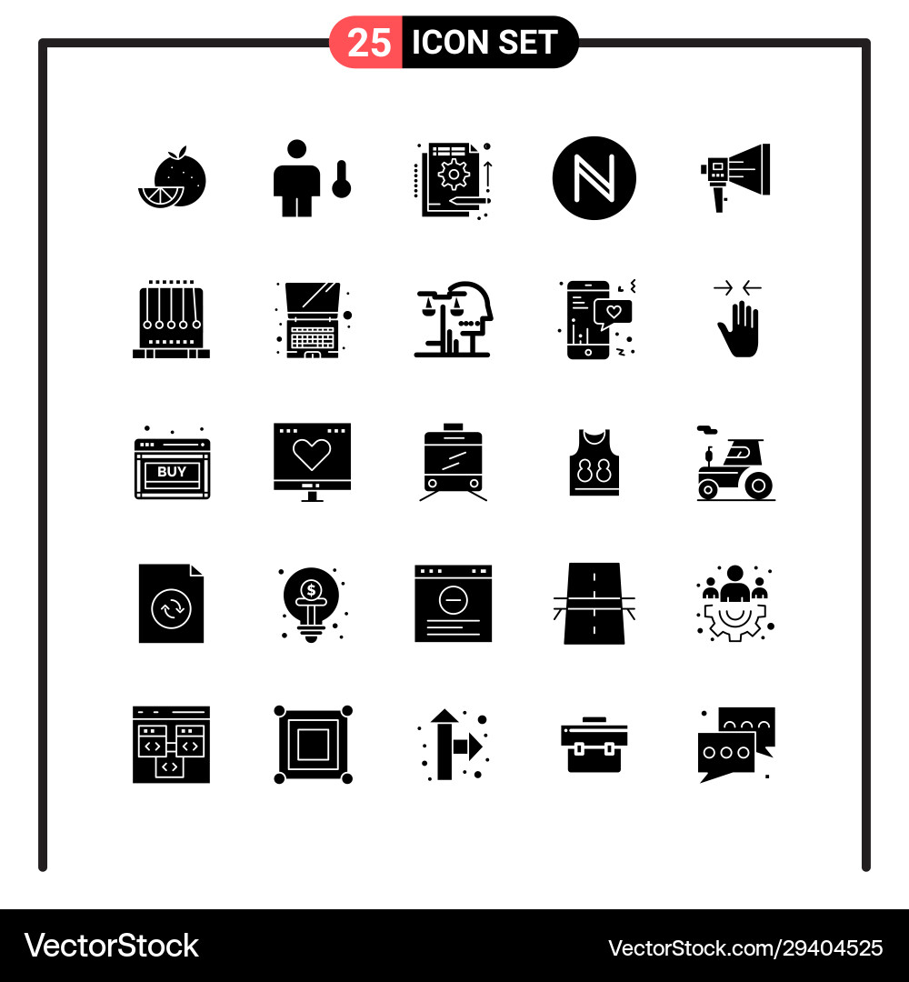 Set 25 solid style icons for web and mobile Set 25 solid style icons for web and mobile Vector Image