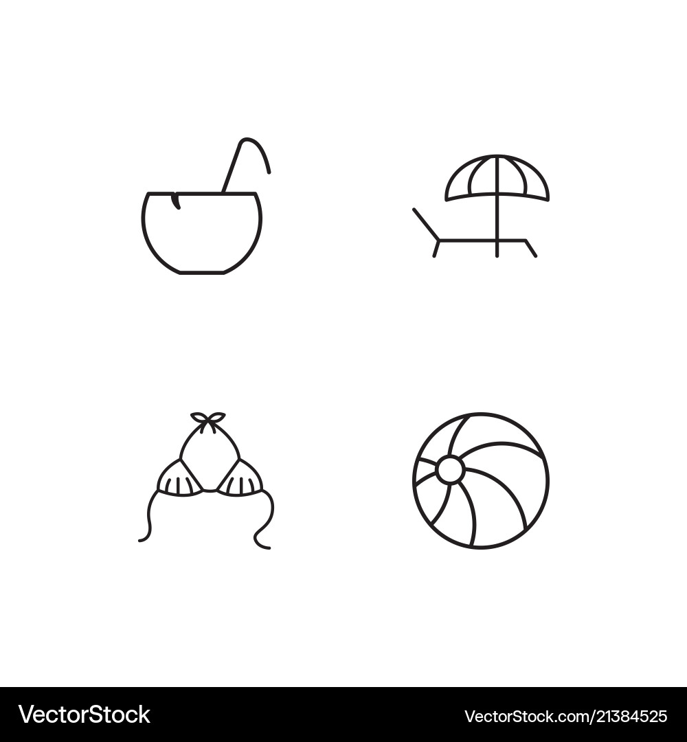 Summer linear icons set simple outline vector image