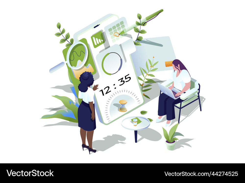 Time management web concept in 3d isometric design Time management web concept in 3d isometric design vector image