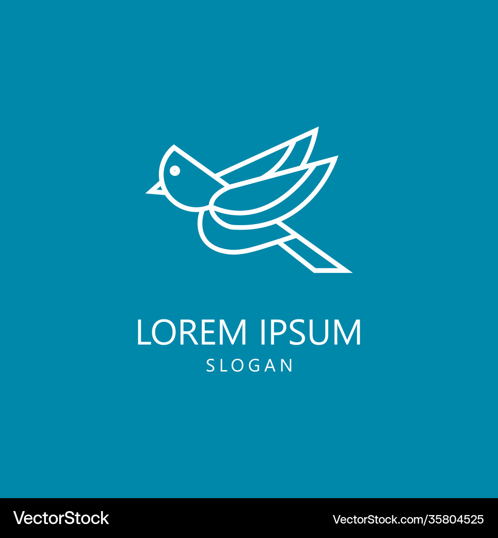 Unique bird linear logo template Unique bird linear logo template vector image