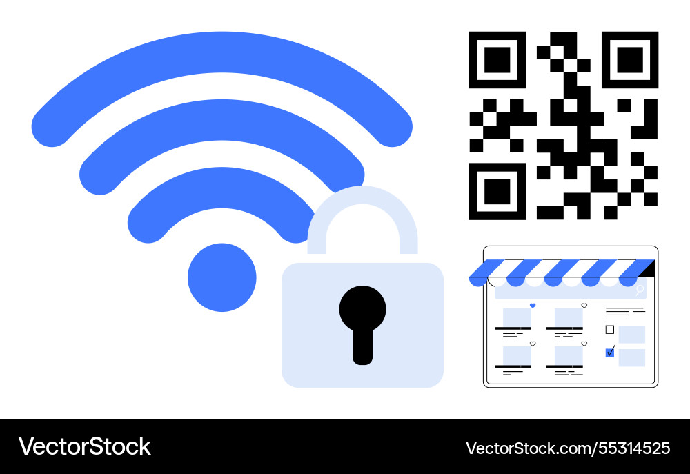 Wireless network security with qr code and online Vector Image