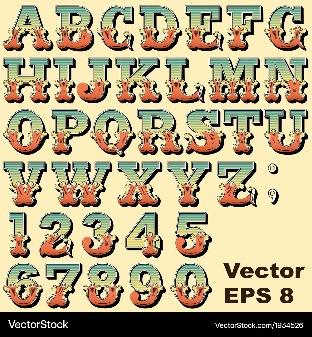 Carnival circus funfair letters Royalty Free Vector Image