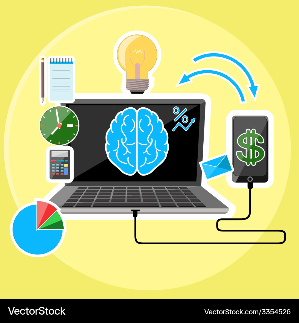 Concept of synchronization technology for business Vector Image