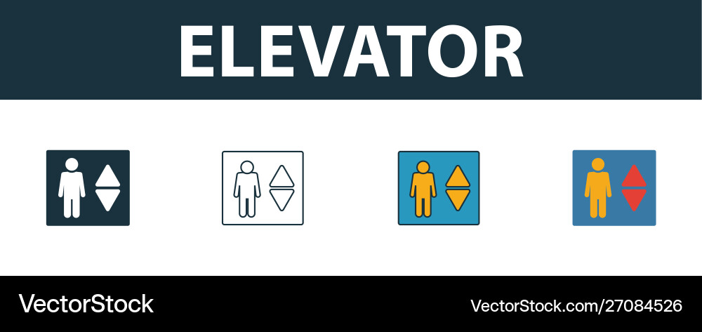 Elevator icon set four elements in different Elevator icon set four elements in different vector image