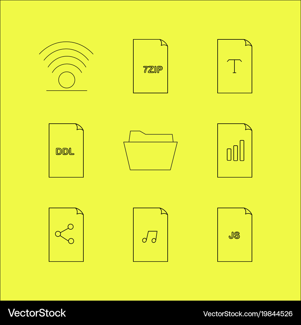 Files and folders linear icon set simple outline Vector Image
