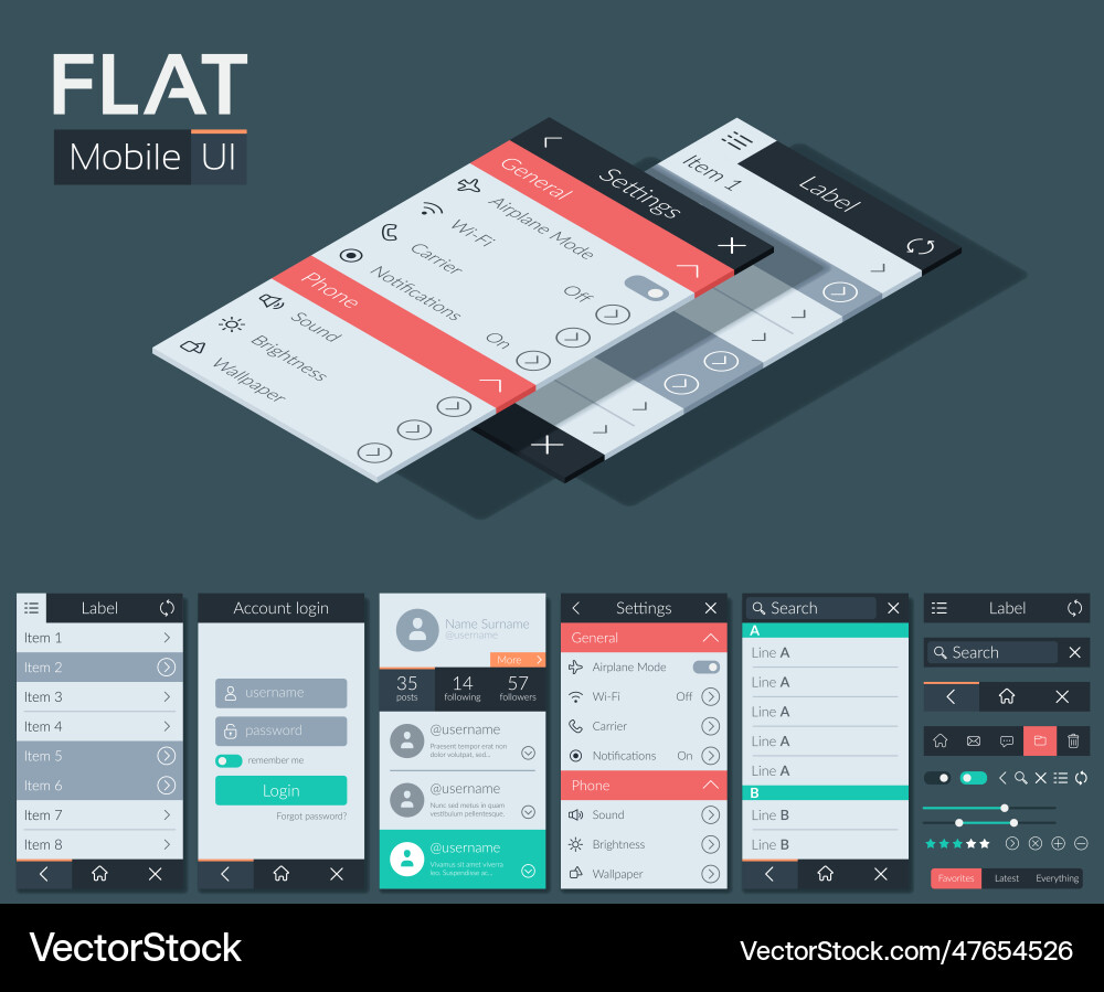 Flat user interface mobile design concept vector image