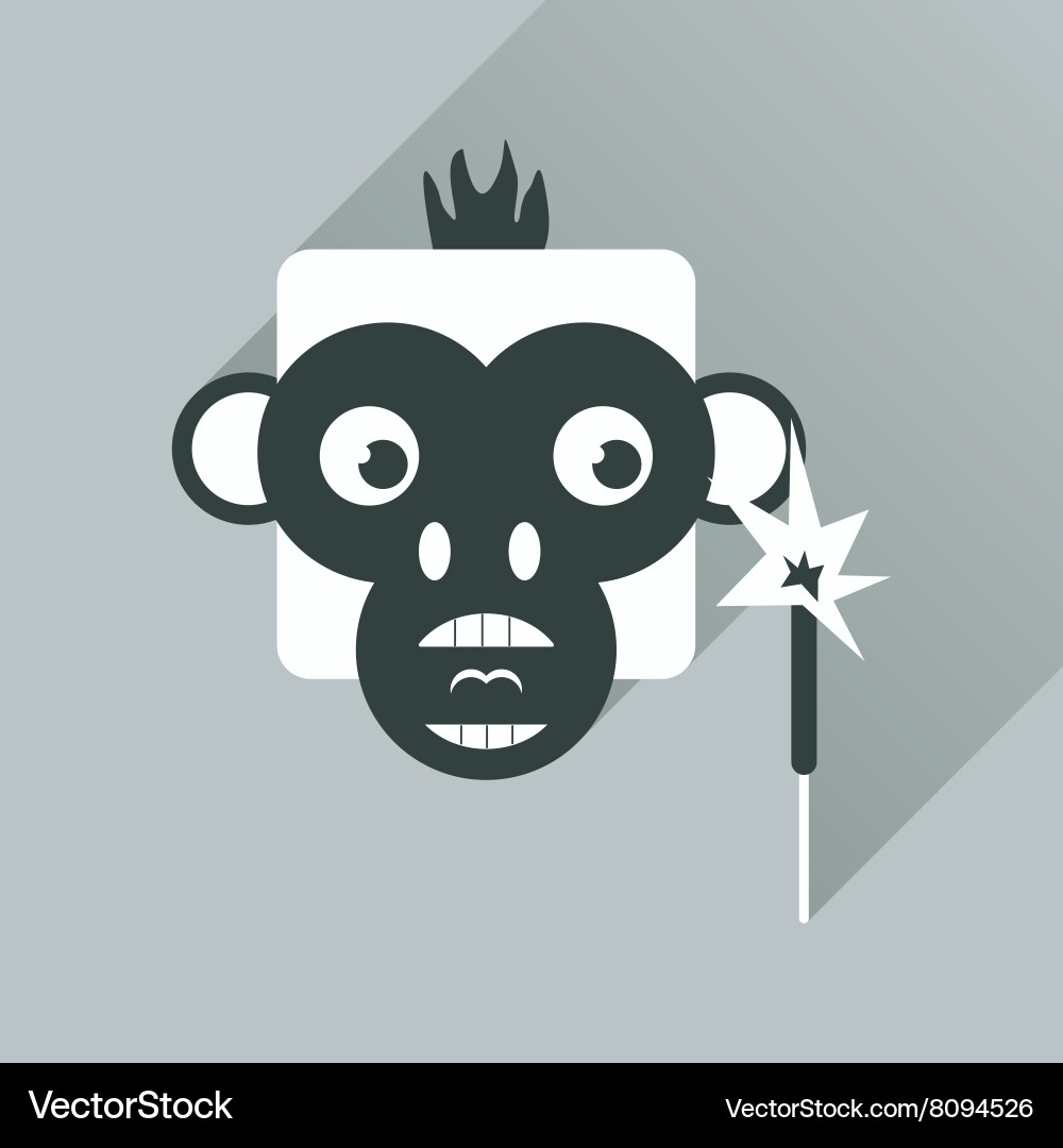 Flat web icon with long shadow monkey Vector Image