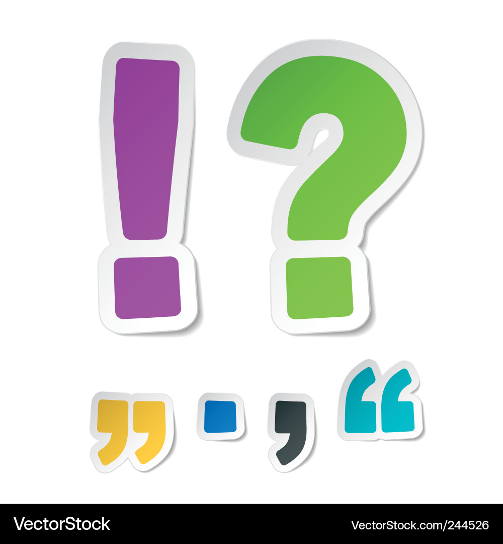 Font Stickers - Question Marks & Symbols Vector Image
