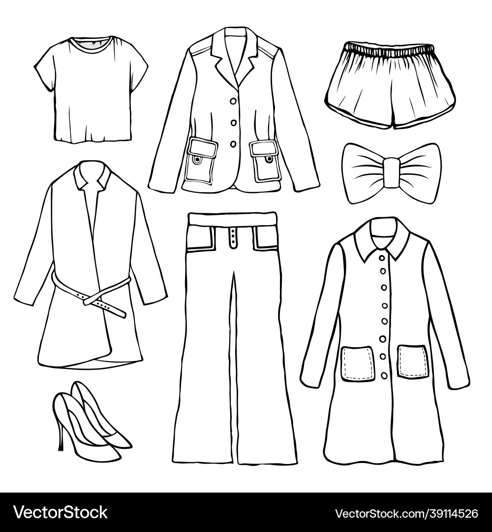 Handgezogene Doodle-Set mit Kleidung Handgezogene Doodle-Set mit Kleidung vektorbild