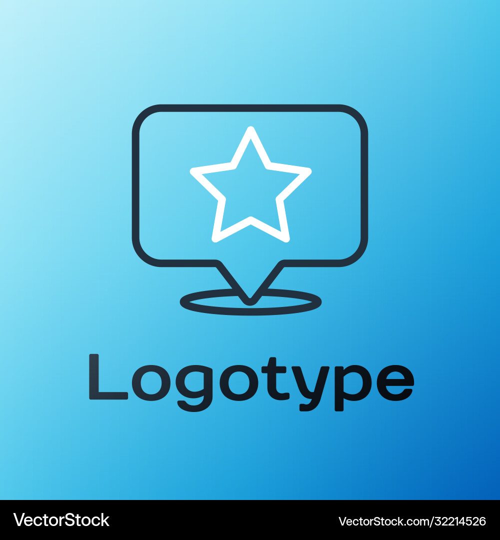 Line map pointer with star icon isolated on blue Line map pointer with star icon isolated on blue Vector Image