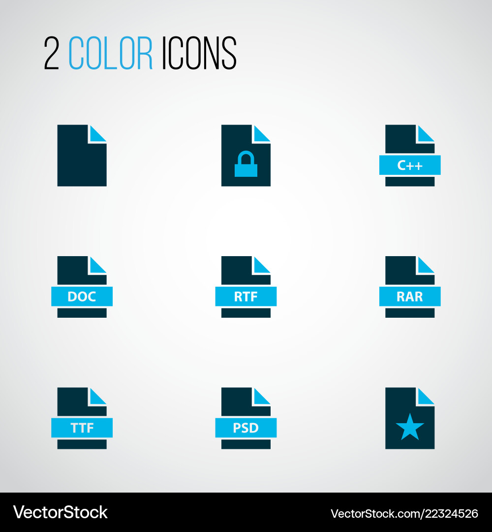 Lock File Icon Set - Colored vector image