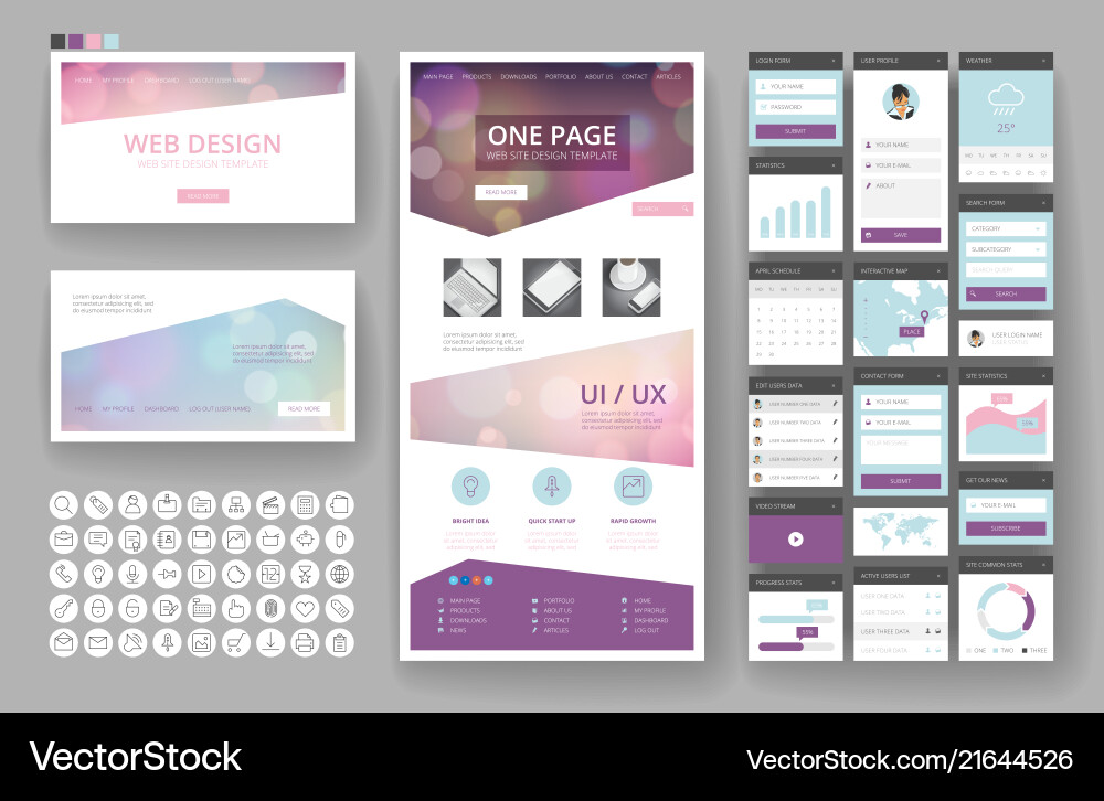 Modern Website Header & Interface Elements vector image