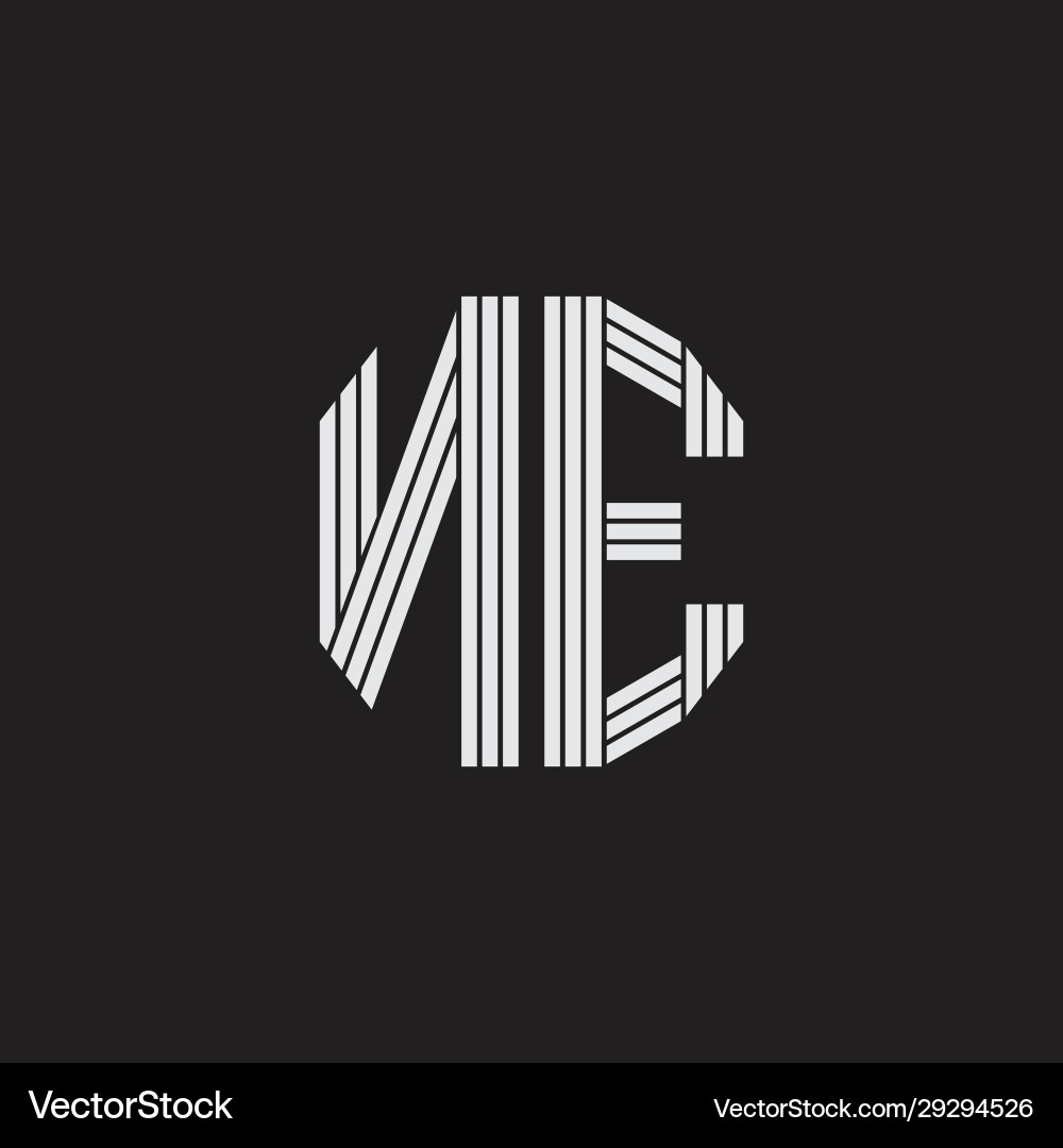 Ne logo monogram with outline style linked Vector Image