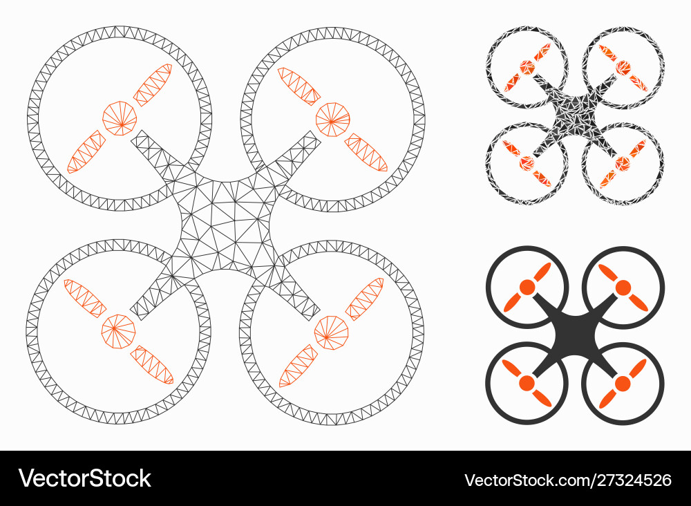 Quadcopter mesh network model and triangle Quadcopter mesh network model and triangle vector image