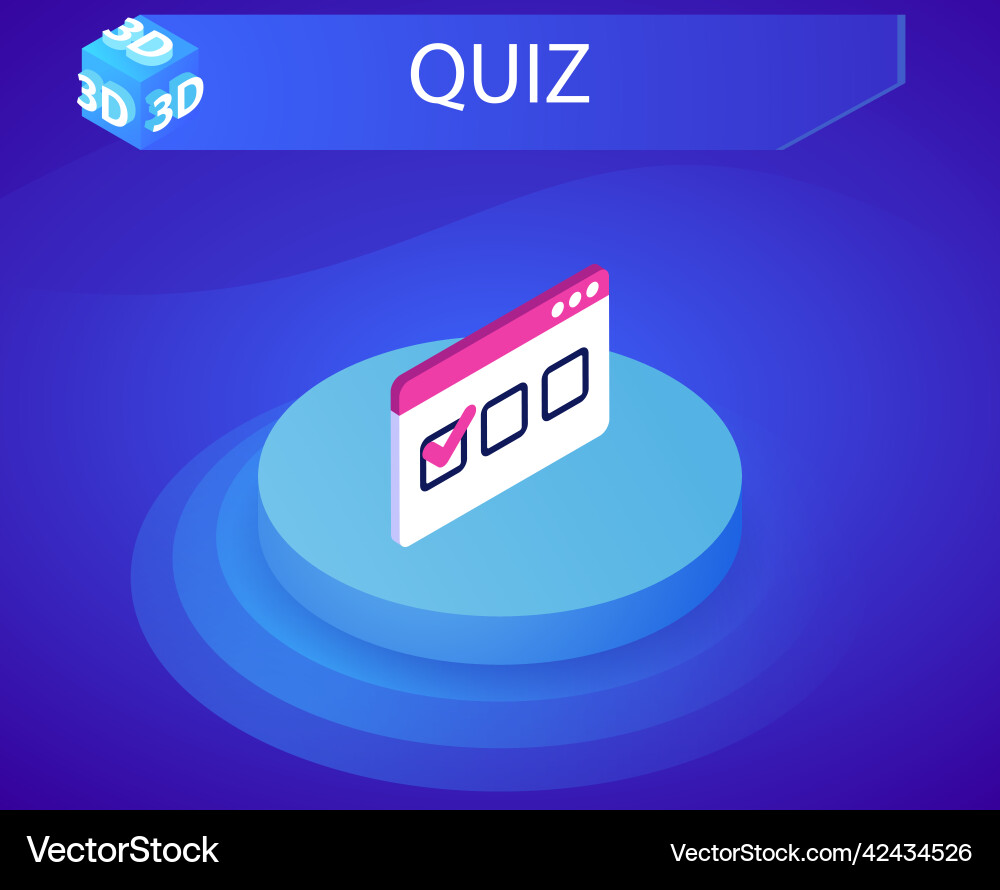 Quiz isometric design icon web 3d colorful Quiz isometric design icon web 3d colorful vector image
