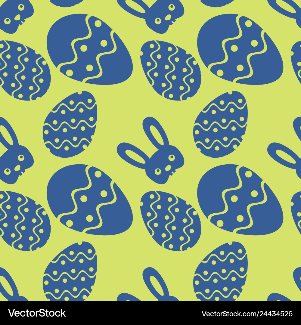 Seamless easter pattern with eggs and rabbit vector image