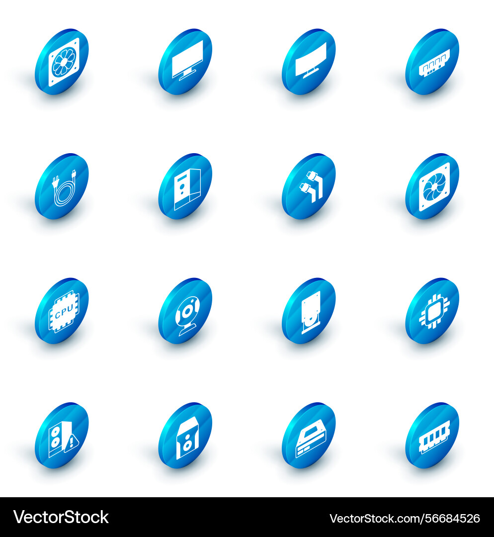 Set computer monitor screen ram random access Set computer monitor screen ram random access vector image