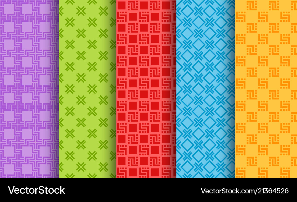 Set of bright different seamless patterns vector image