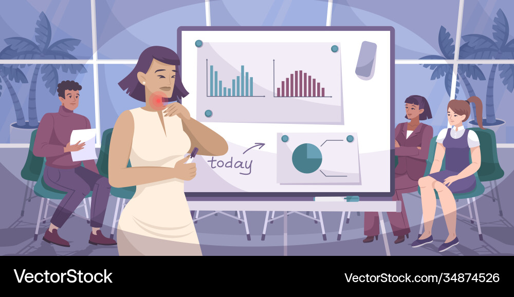 Sore throat flat composition Vector Image