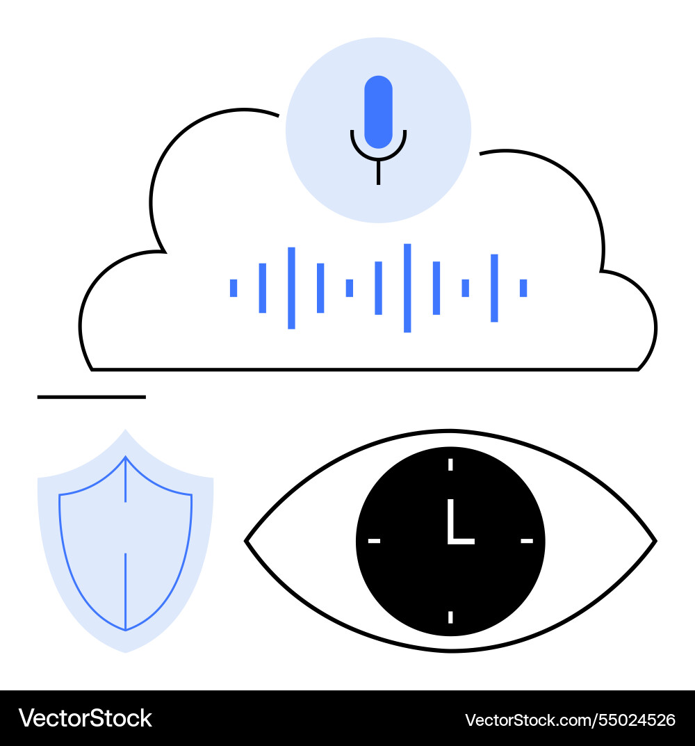 Voice recognition data security and time Voice recognition data security and time vector image