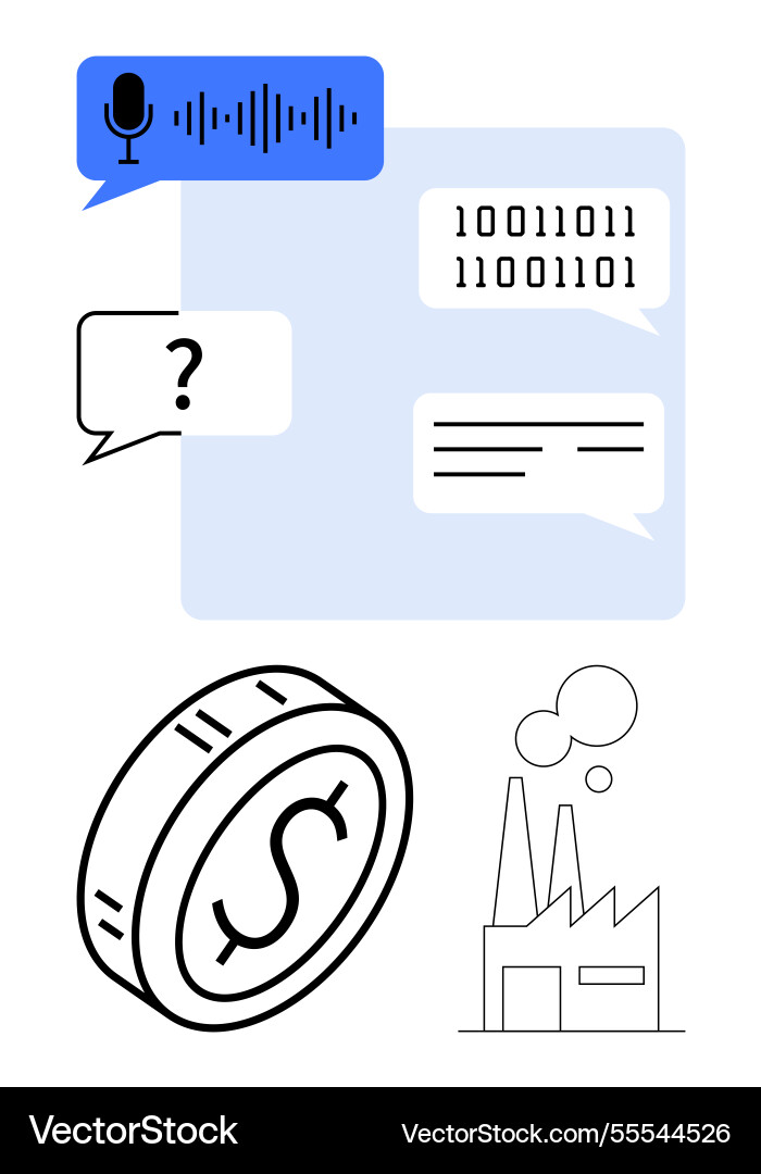 Voice technology binary code and automation Voice technology binary code and automation vector image