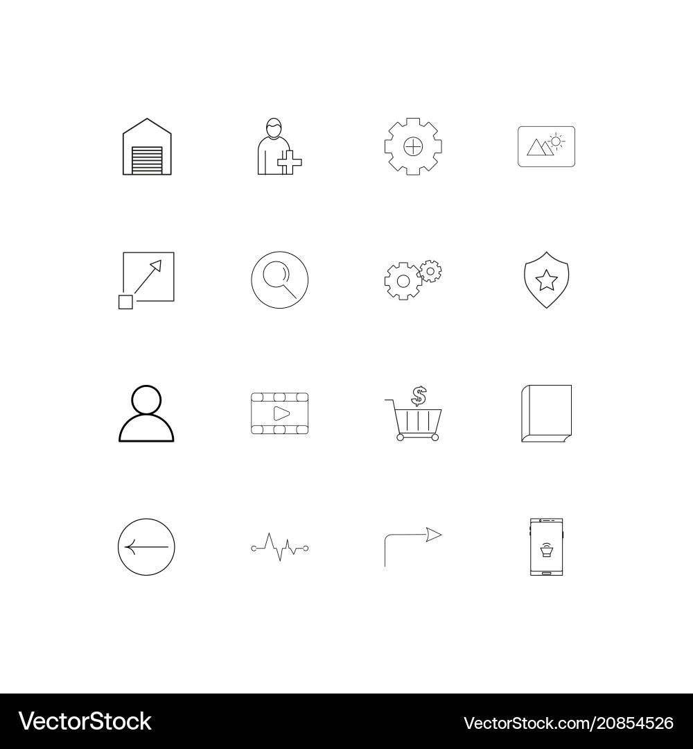 Web linear thin icons set outlined simple vector image