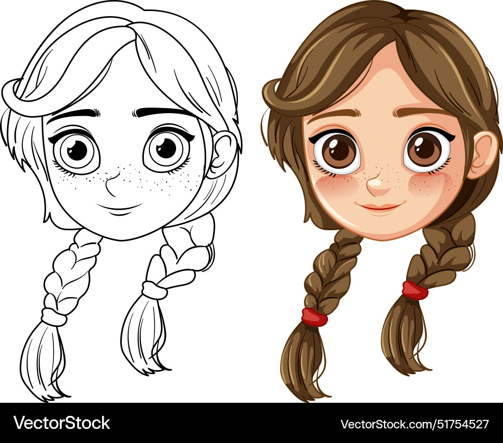 A girl with braids and freckles A girl with braids and freckles vector image