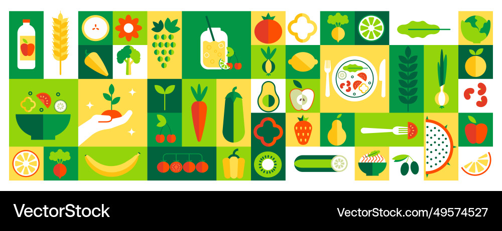 Bauhaus food fruity salad in geometric style Bauhaus food fruity salad in geometric style vector image