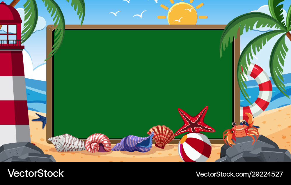 Border template with summer theme in background Border template with summer theme in background vector image