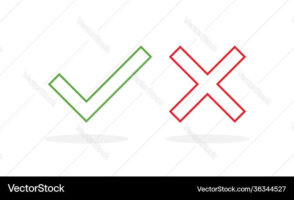 Check box list icons set green and red color Vector Image