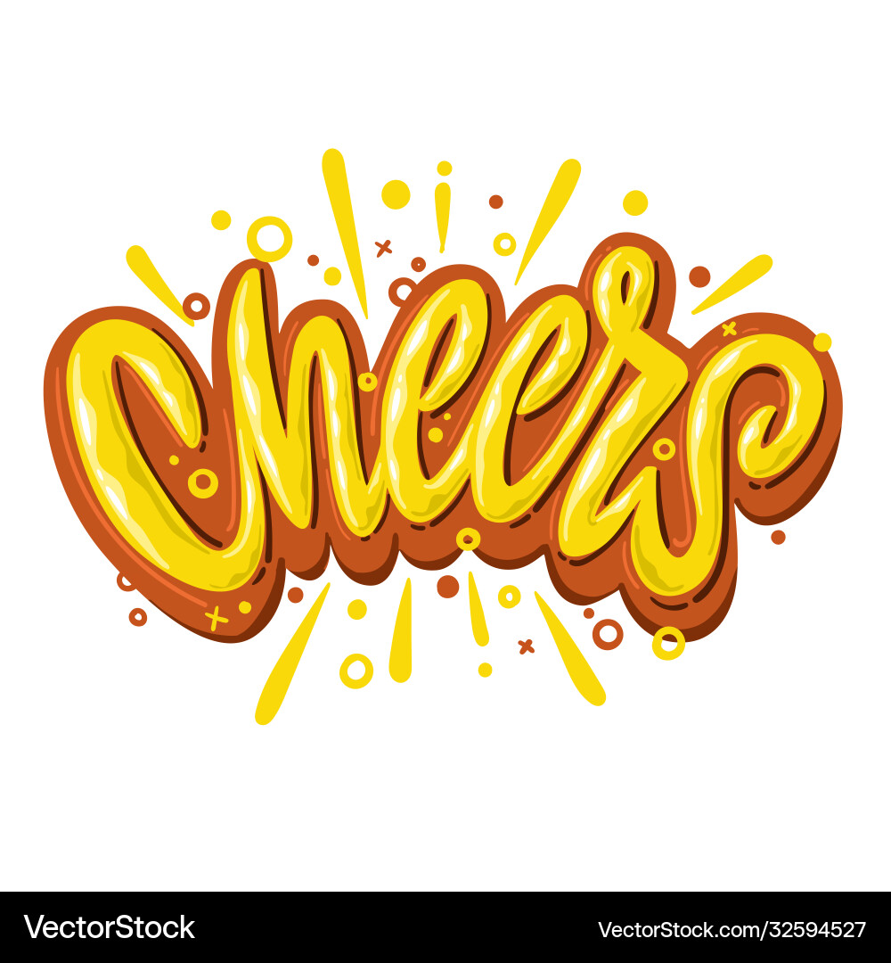 Cheers Handschrift buntes Textdesign Cheers Handschrift buntes Textdesign vektorbild