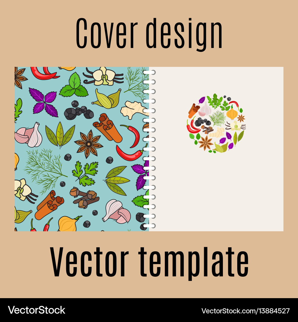 Cover design with spices pattern Cover design with spices pattern vector image