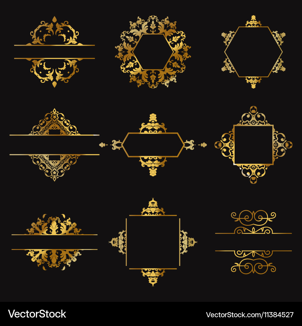 Decorative gold design elements Royalty Free Vector Image