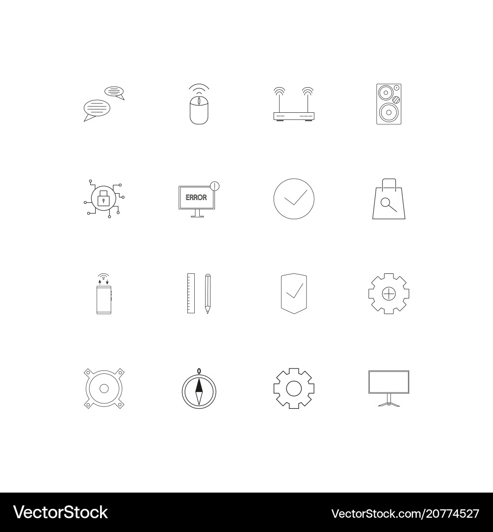 Devices linear thin icons set outlined simple vector image