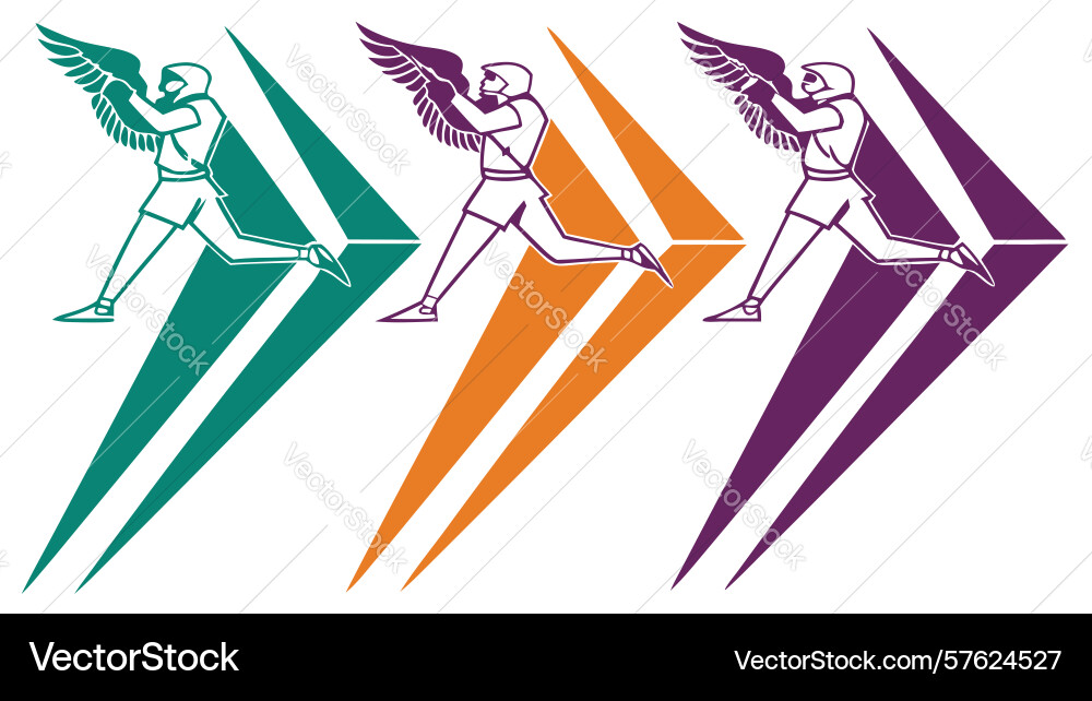 Dynamic running figures with motion lines art vector image