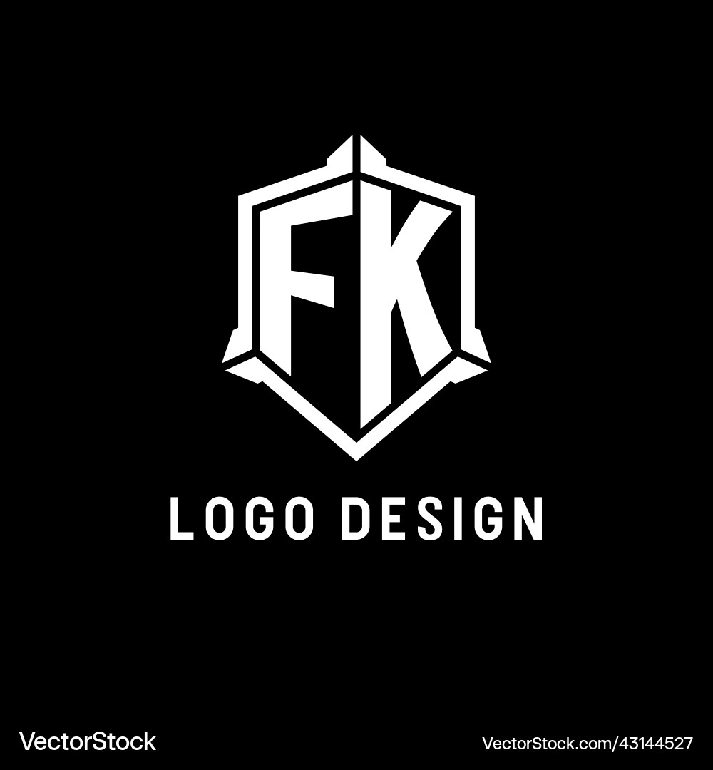 Fk logo initial with shield shape design style Vector Image