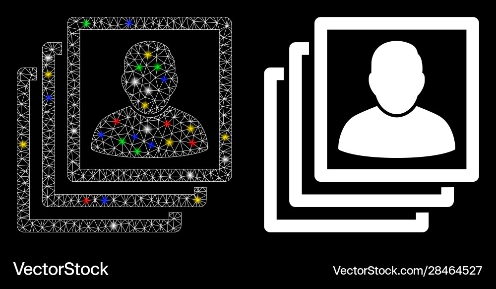 Flare mesh network user accounts icon with flash Flare mesh network user accounts icon with flash vector image
