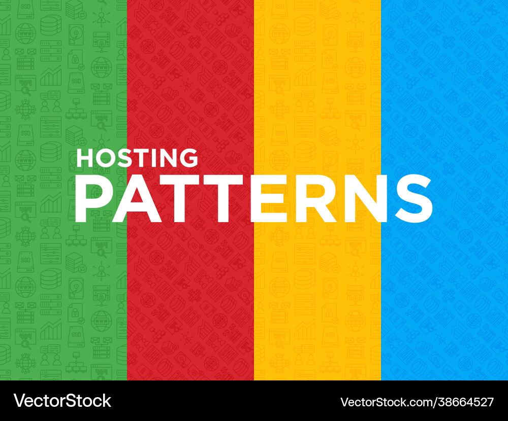Four different hosting seamless patterns vector image