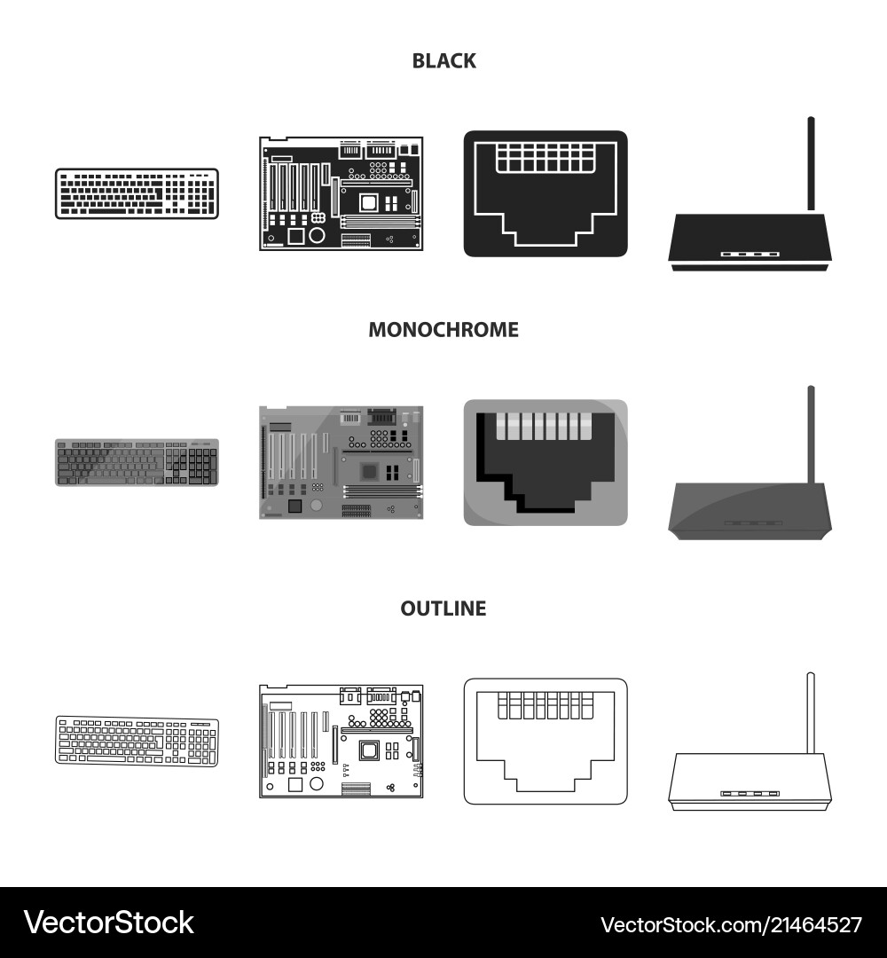 Keyboard router motherboard and connector Vector Image