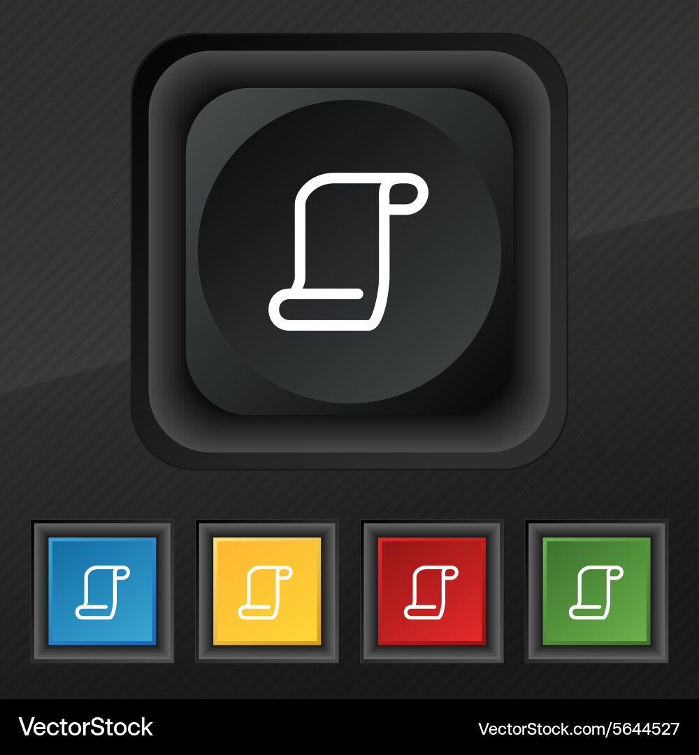 Paper scroll icon symbol set of five colorful Vector Image