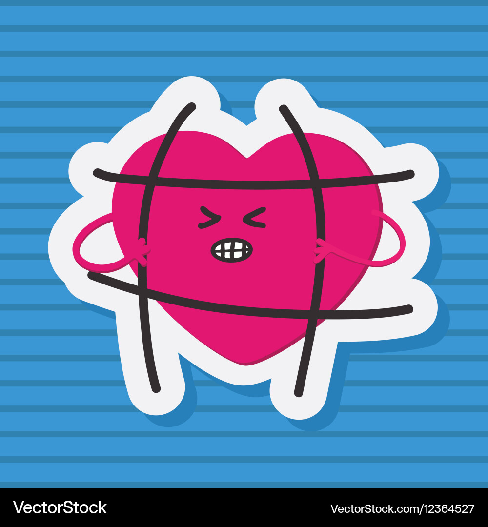 Patch heartthat breaks the bars imprisoned Vector Image