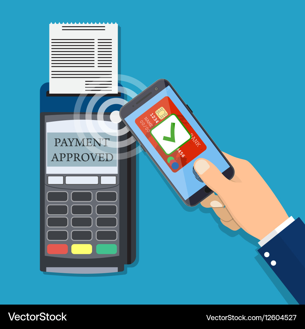 Payments using terminal and smartphone vector image