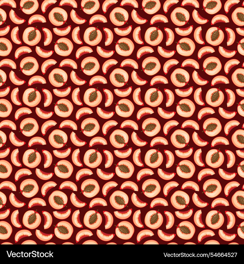 Peach flat seamless pattern on red background Vector Image