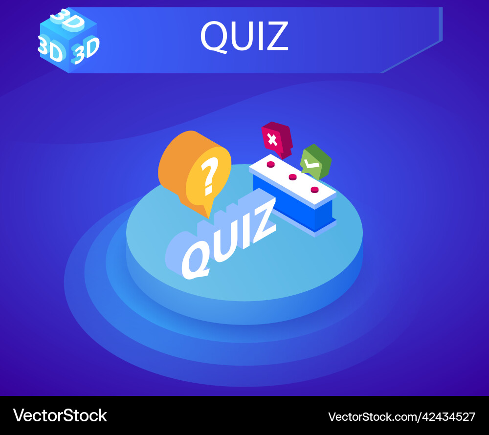 Quiz isometric design icon web 3d colorful Quiz isometric design icon web 3d colorful vector image