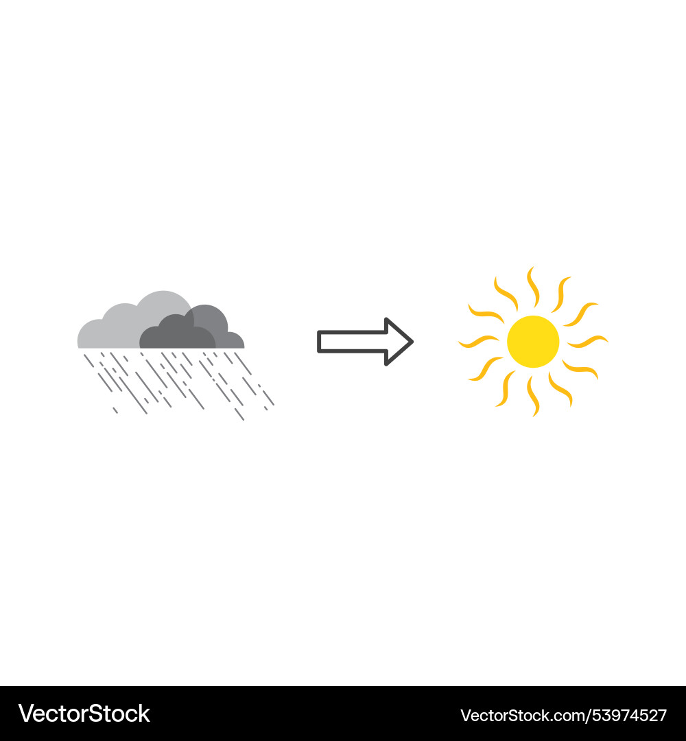 Rain cloud transitioning to sun with arrow Vector Image