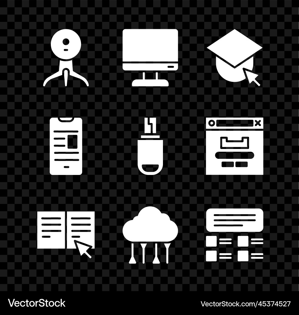 Set web camera computer monitor screen Vector Image