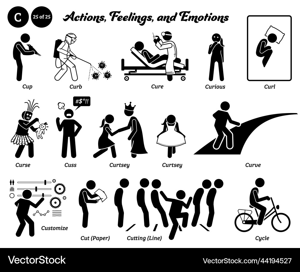 Stick figure human people man action feelings vector image