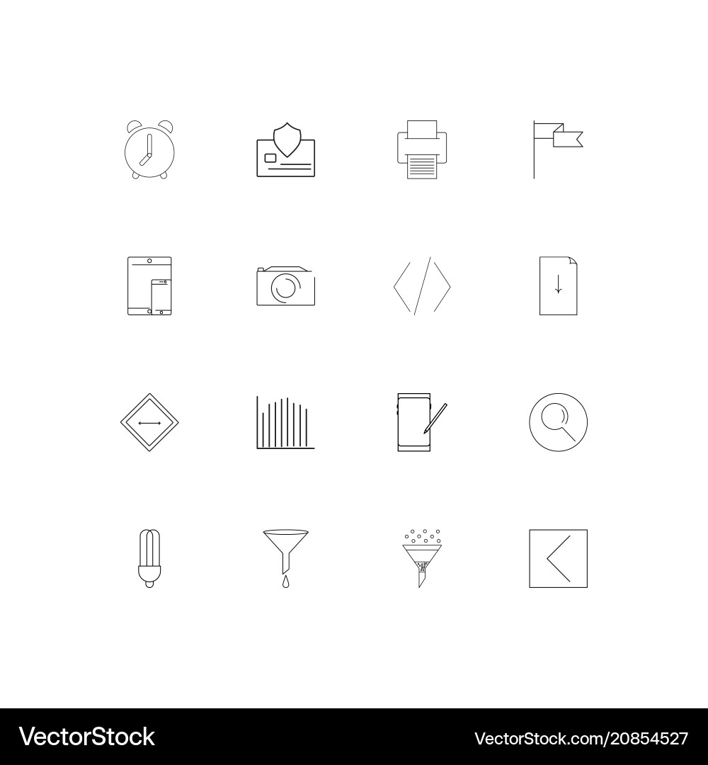 Web linear thin icons set outlined simple Vector Image