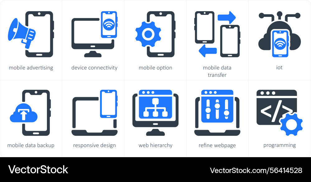 A set of 10 seo icons as mobile adverting device Vector Image